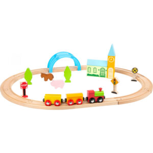 Trenino in legno città e campagna