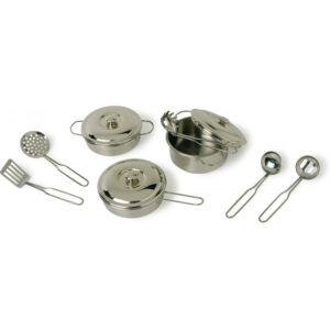 Set pentole metallo argento 11 pezzi