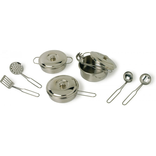 Set pentole metallo argento 11 pezzi