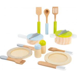 Set di stoviglie e pentole in legno, 13 parti